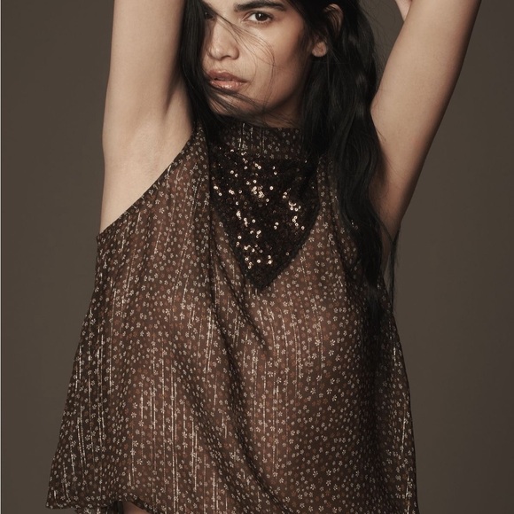 Bl-nk Janetta Tank Top Brown Sequin - Picture 3 of 8